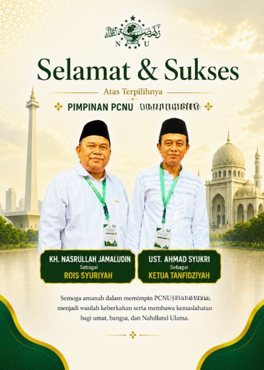 PCNU  Pengurus Cabang Kabupaten Jombang Rois Syuriyah KH Nasrullah Jamaludin dan Ketua Tanfidziyah Ust Ahmad Syukri
